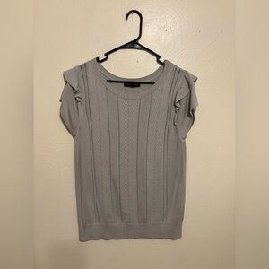 Banana Republic Gray Knit Flutter Sleeve Sweater Top Size L